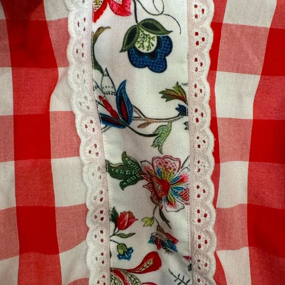 Simply Smocked Red Gingham and Floral Bubble Romper - Picture 5 of 7